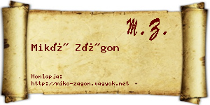 Mikó Zágon névjegykártya